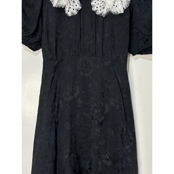 For Love & Lemons Yasmin Collared Floral Mini Dress Black White Size Small NWT - Picture 7 of 15